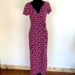 REBEL SUGAR | Burgundy Floral Wrap Skirt Dress ~ Size Small